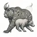bear and bull tattoo design idea