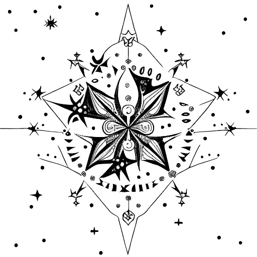 A unique design combining baroque motifs with a constellation of stars symbolizing the bond of friendship tattoo design idea