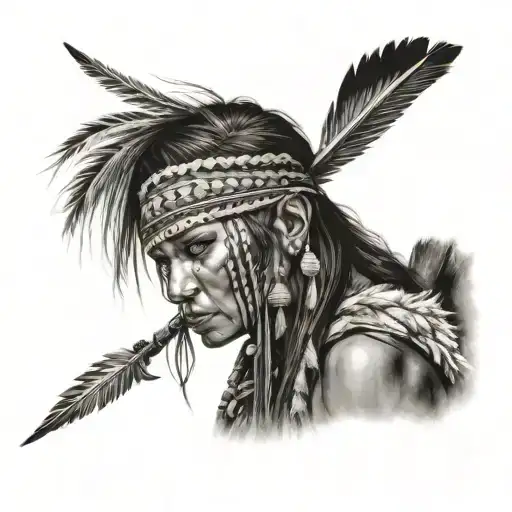 Apache warrior woman tattoo design idea