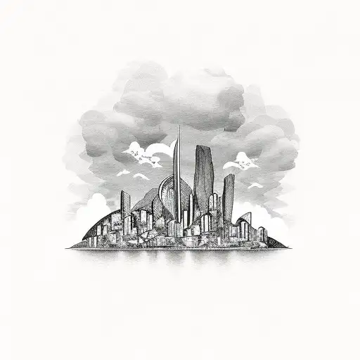 A Rio de Janeiro skyline with beer bottles as buildings tattoo design idea