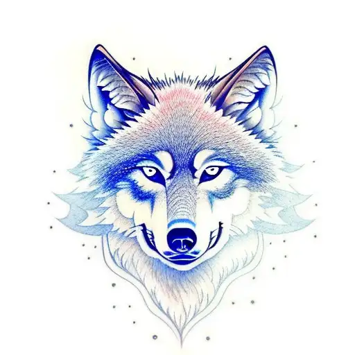 Wolf with Blue eyes  tattoo design idea