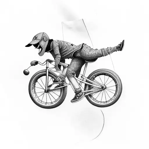 A BMX rider doing a daring trick in mid-air tattoo design idea