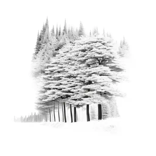 mountains with windy road down the middle, sappling trees on left side of mountain and full ground burnt trees on right  tattoo design idea