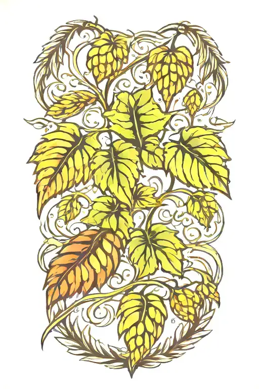 barley, hops vines with barley tattoo design idea