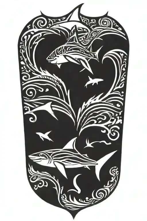cape cod, shark fin, beach, wave tattoo design idea