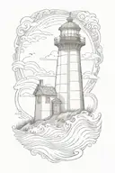 CAPE COD, LIGHTHOUSE, BEACH, WAVE  tattoo design idea
