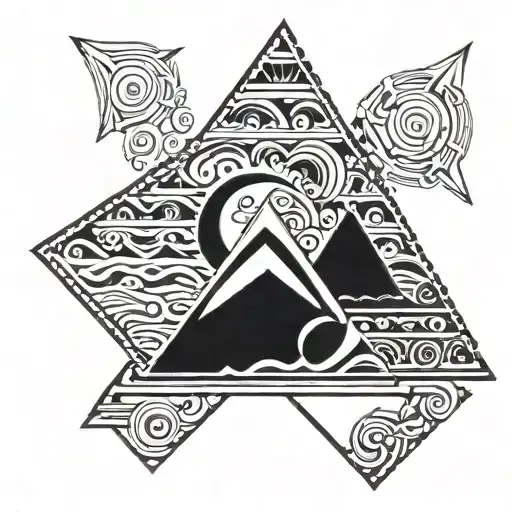 ocean inside triangle tattoo design idea