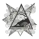 ocean inside triangle tattoo design idea