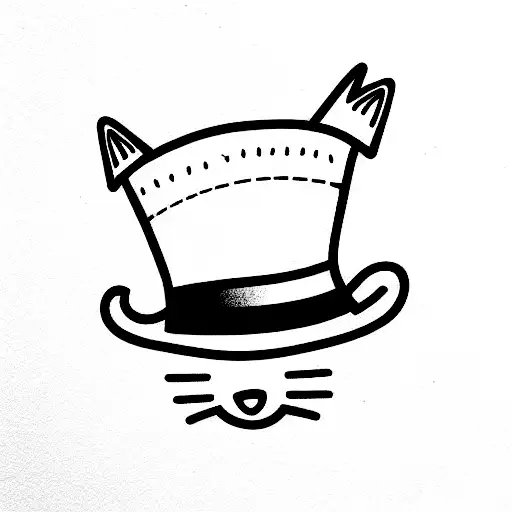 a cat with clown hat tattoo design idea