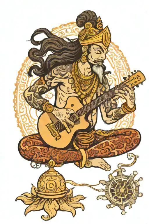 marine engineer working onboard ship, travel enthusiast, spiritual hindu, shiva devotee and plays guitar tattoo design idea
