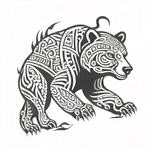 running bear tattoo design idea