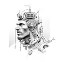 A detailed david martinez from cyberpunk edgerunners tattoo design idea