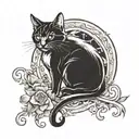 generate a small tattoo enough to be put in a clavicle area, make a tattoo that has a cat in it with an angel number “44 tattoo design idea