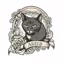 generate a small tattoo enough to be put in a clavicle area, make a tattoo that has a cat in it with an angel number “44 tattoo design idea