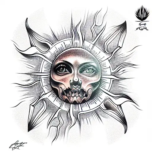 Sun tattoo design idea