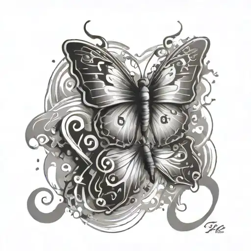 fire and ice cube butterfly with numbers 3 and 6 wings tattoo design idea