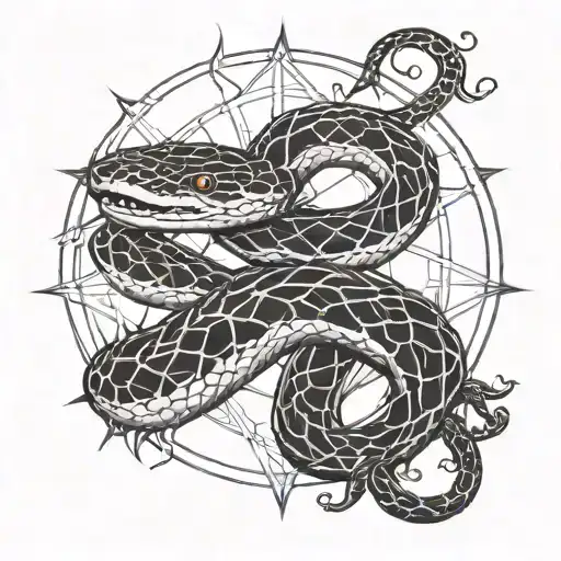 snake eating sun tattoo design idea
