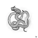 sumerian snake dragon tattoo design idea