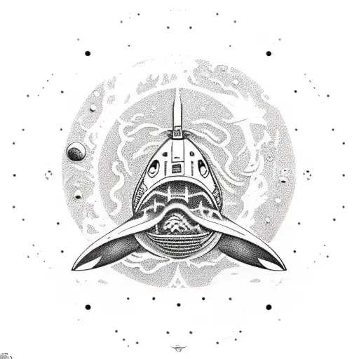 ocean space shipwreck spaceman tattoo design idea