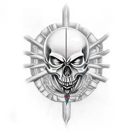 spartan eyes skull tattoo design idea