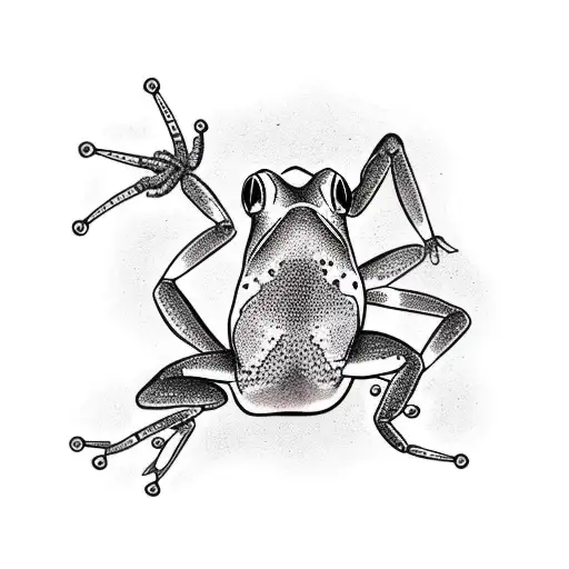 a frog on a scorpion, American traditional style tattoo design idea
