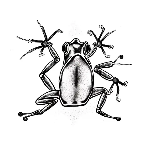 a frog on a scorpion, American traditional style tattoo design idea