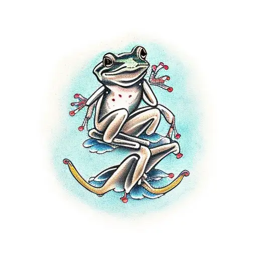 frog on the back of scorpion, American traditional style tattoo design idea