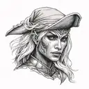 drow ranger face gray realism tattoo design idea