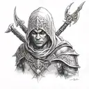 drow ranger face gray realism tattoo design idea