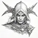 drow ranger face gray realism tattoo design idea
