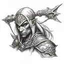 drow ranger face gray realism tattoo design idea
