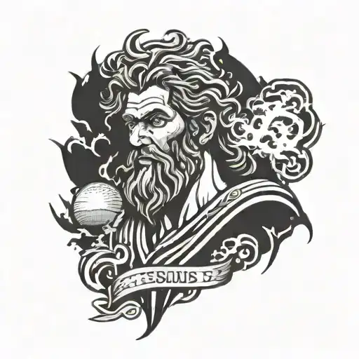 Greek mythology Zeus with lightning bolts tattoo design idea