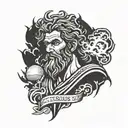 Greek mythology Zeus with lightning bolts tattoo design idea