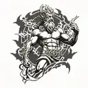 Greek mythology Zeus with lightning bolts tattoo design idea