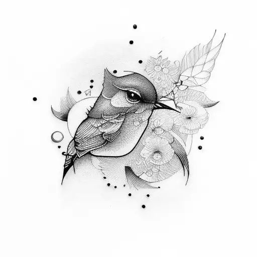 A quote surrounded by delicate bird silhouettes tattoo design idea