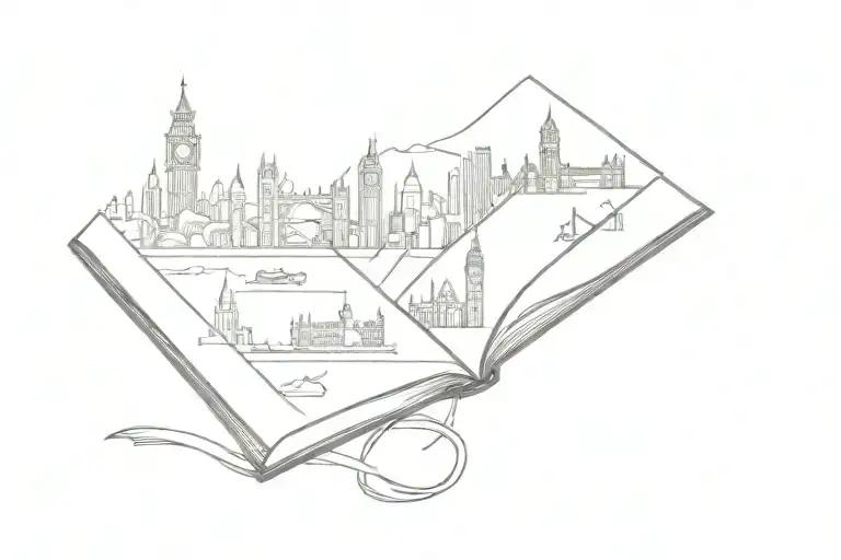 London, Skyline, Book Surrounded By tattoo design idea