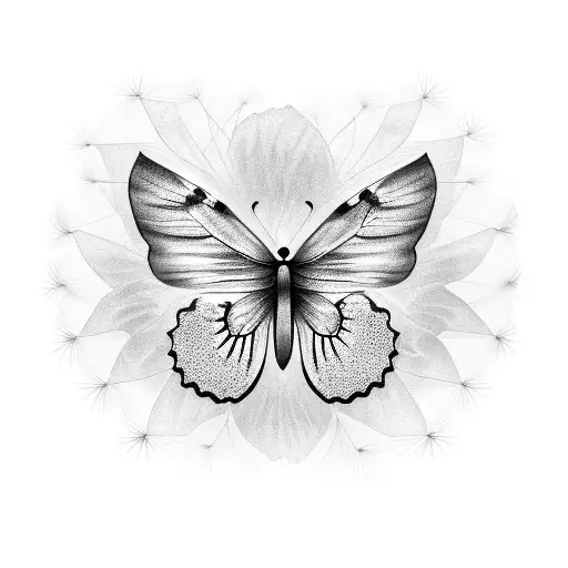Butterfly dandelion tattoo design idea