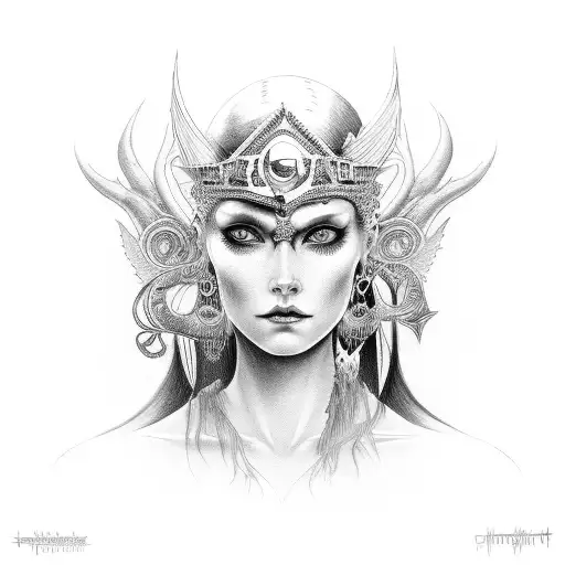 goddess of chaos and shadows tattoo design idea