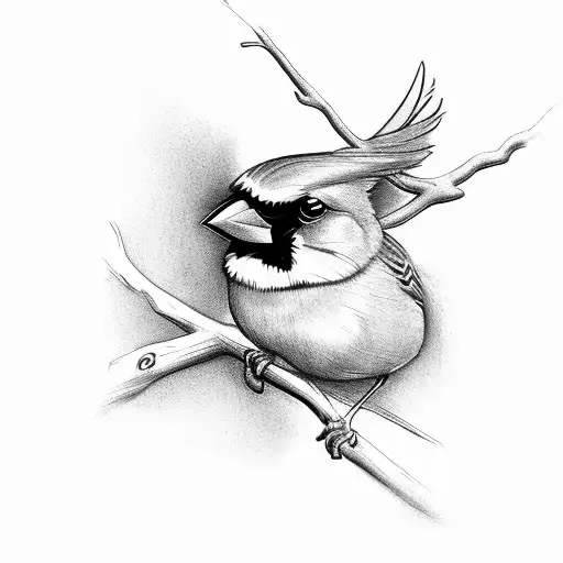 Cardinal on a branch with the branch saying Samuel tattoo design idea