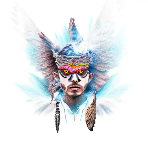 Winged Warrior with smoke tattoo design idea