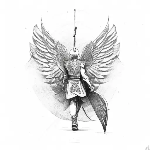 Winged Warrior with smoke tattoo design idea