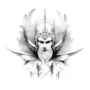 Winged Warrior with mist tattoo design idea