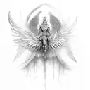 Winged Warrior with mist tattoo design idea