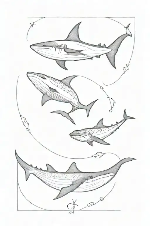 manta ray and whale shark tattoo design idea
