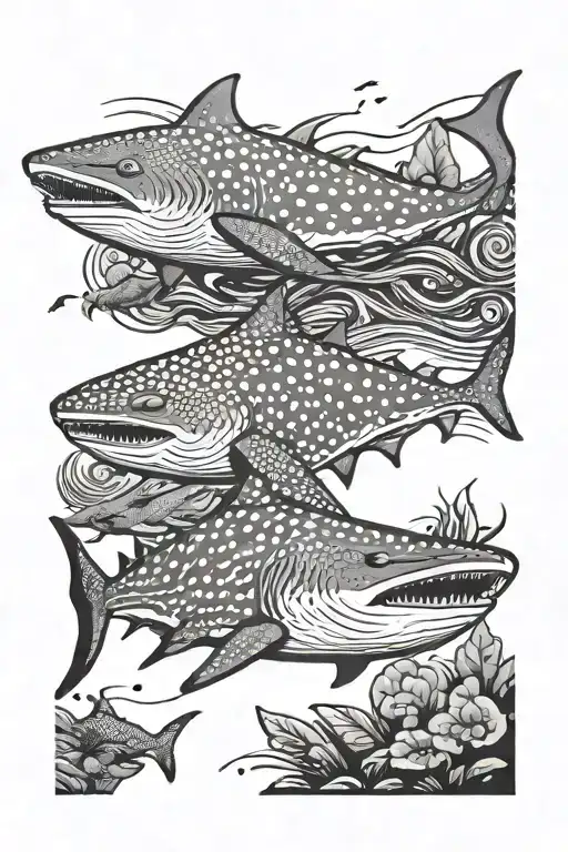 whale shark and manta ray tattoo design idea