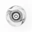 A smoke-filled spiral galaxy with a silhouette of a dog howling at the moon tattoo design idea