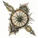 realism spider web elbow tattoo design idea