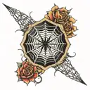 realism spider web elbow tattoo design idea