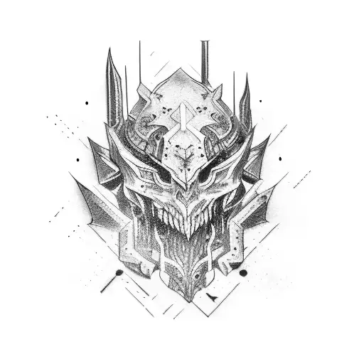 tattered armor half sleeve tattoo design idea