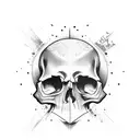 skateboard with skull  tattoo design idea
